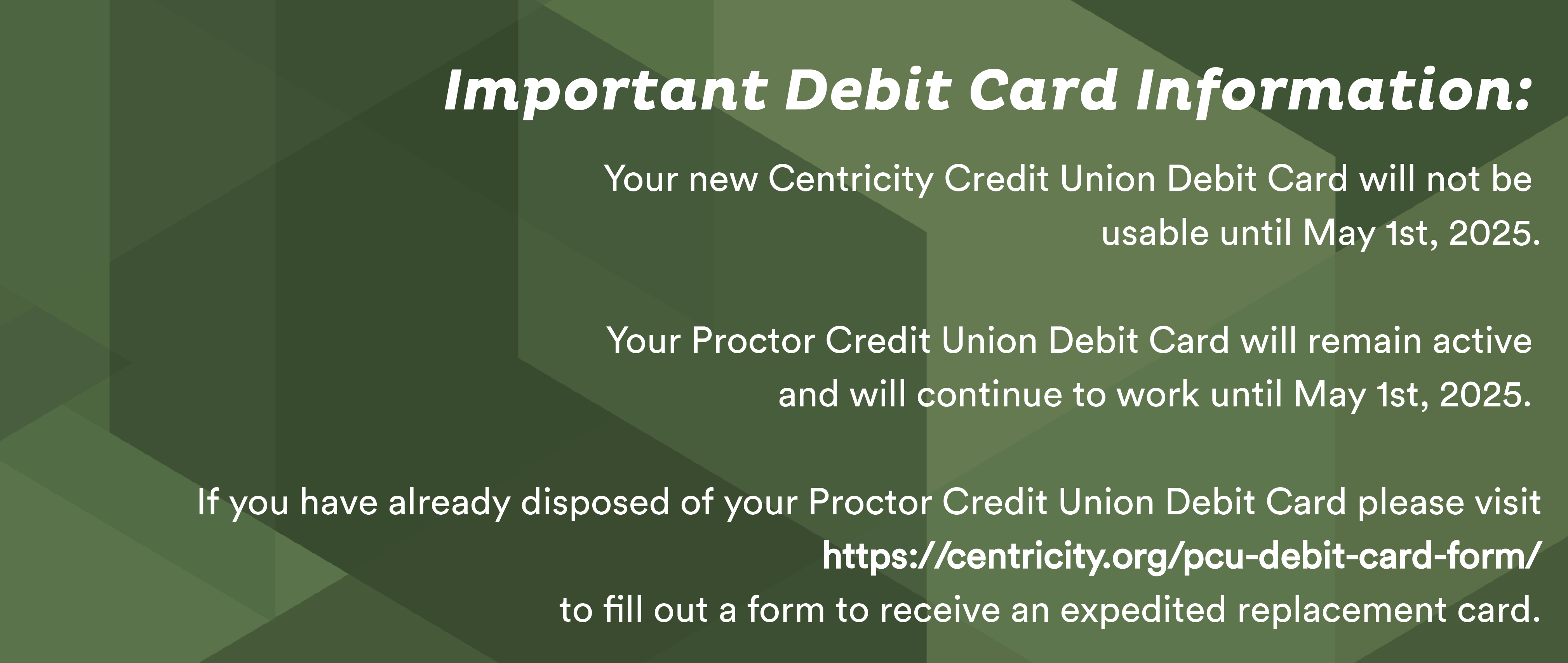Debit Card Information
